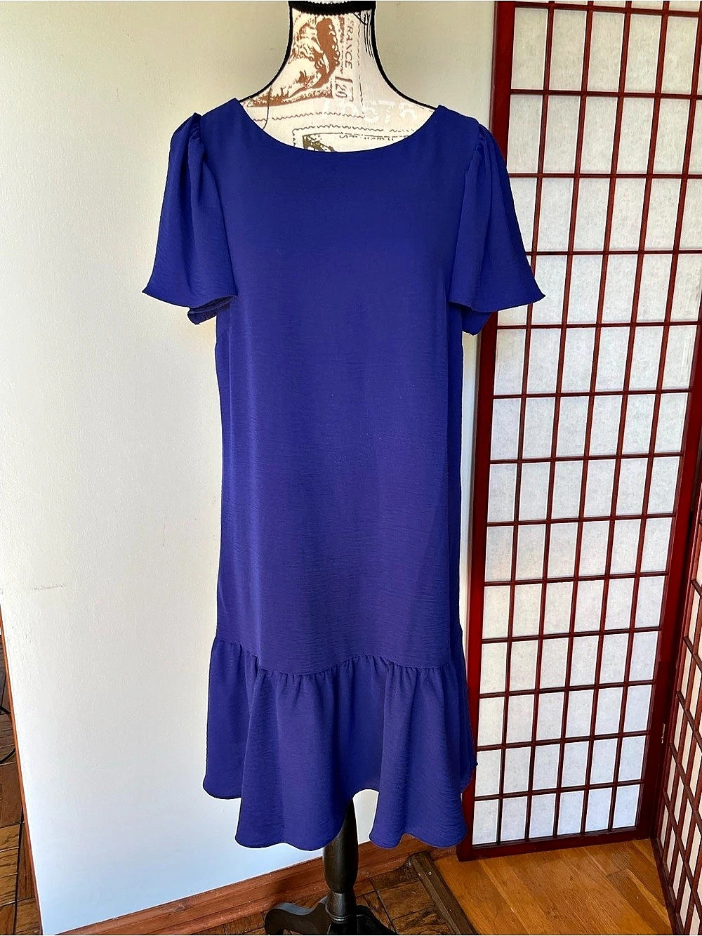 DKNY Royal Blue Ruffle Hem Dress Size 10